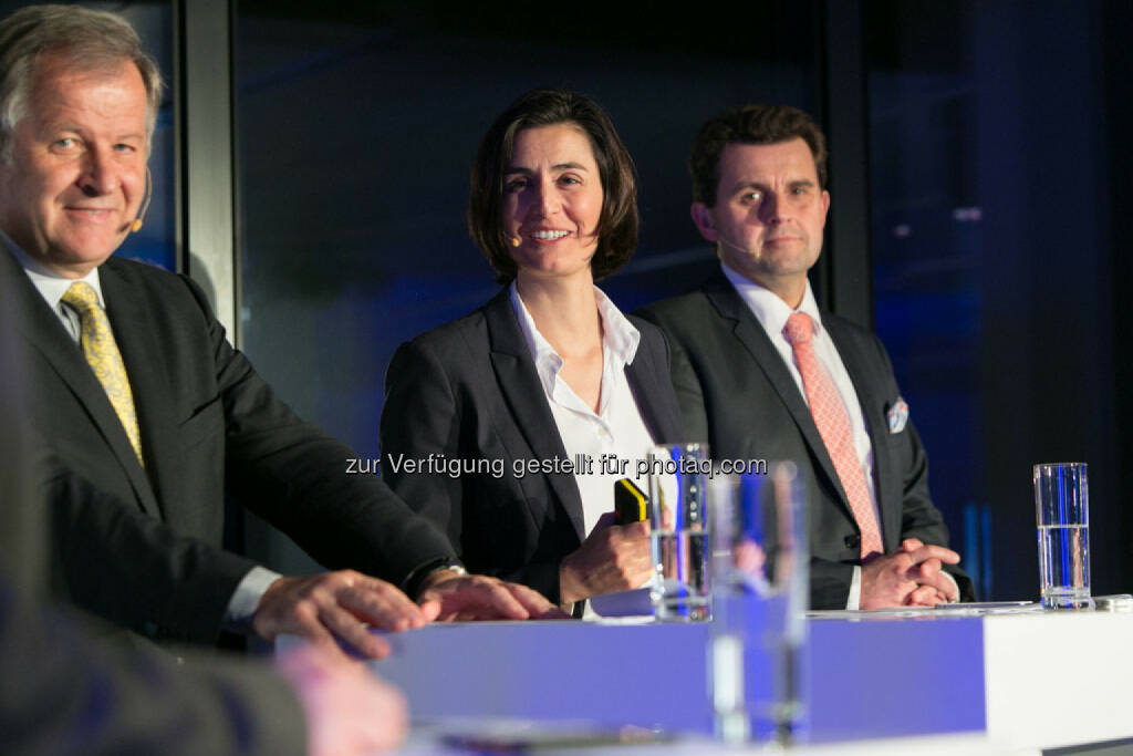 Eduard Zehetner (CEO Immofinanz), Birgit Noggler (CFO Immofinanz), Dietmar Reindl (COO Immofinanz), http://privatanleger.immofinanz.com/, © Martina Draper für Immofinanz (27.11.2014) 