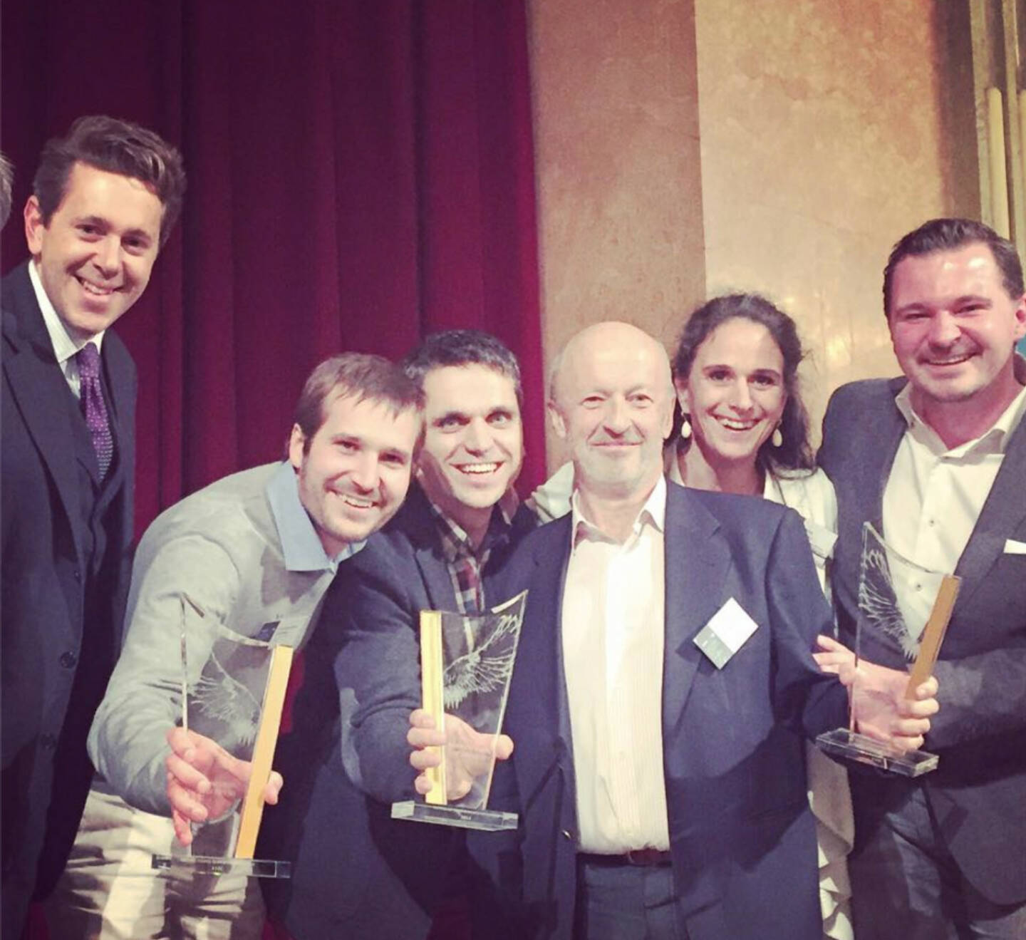 Verleihung Business Angel des Jahres 2014: Harald Mahrer, Chris Grabher, Michael Altrichter, Hansi Hansmann, Irene Fialka, Michael Steiner