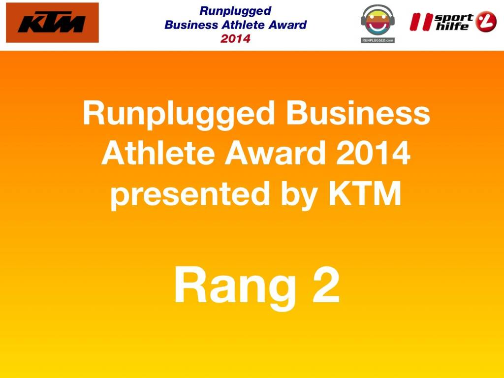 Runplugged Business Athlete Award 2014 presented by KTM Rang 2 (02.12.2014) 