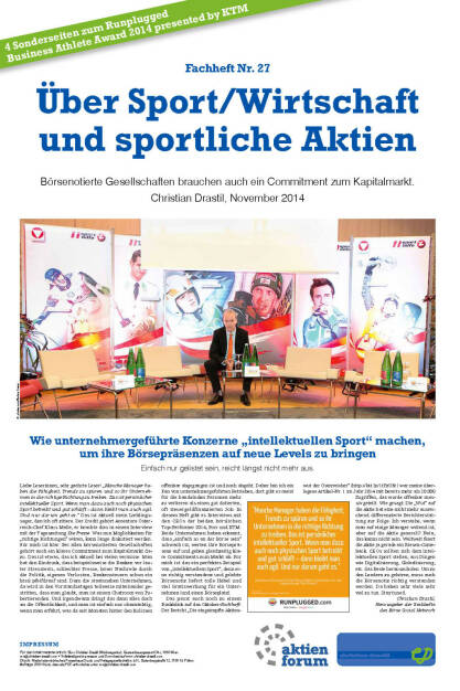 Fachheft 27 - Über Sport/Wirtschaft und sportliche Aktien (05.12.2014) 