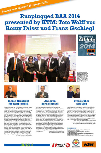 ￼Runplugged BAA 2014 presented by KTM: Toto Wolff vor Romy Faisst und Franz Gschiegl (05.12.2014) 