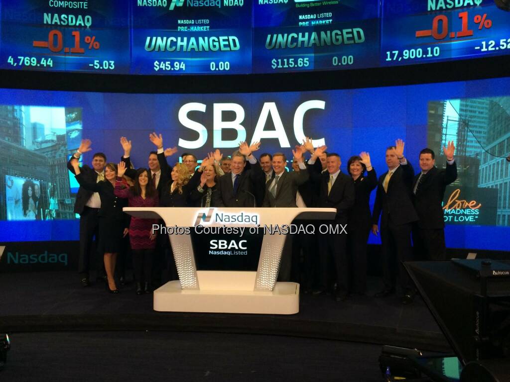 SBA Communications rings the #Nasdaq Opening Bell! $SBAC #N100 @NelsonGriggs #OpeningBell  Source: http://facebook.com/NASDAQ (06.12.2014) 