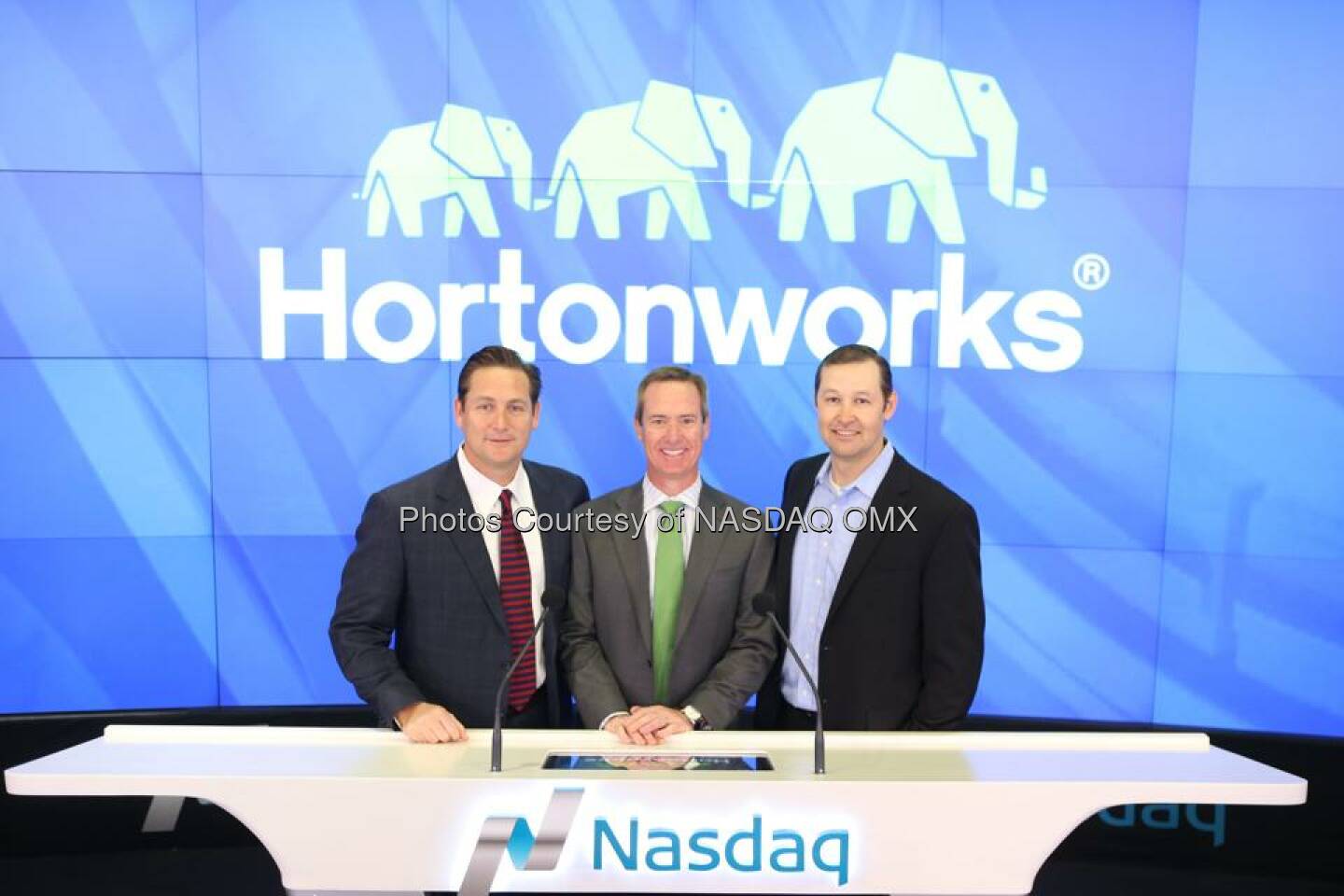 More photos from Hortonworks ringing the Nasdaq Opening Bell to celebrate their #IPO today!  Source: http://facebook.com/NASDAQ