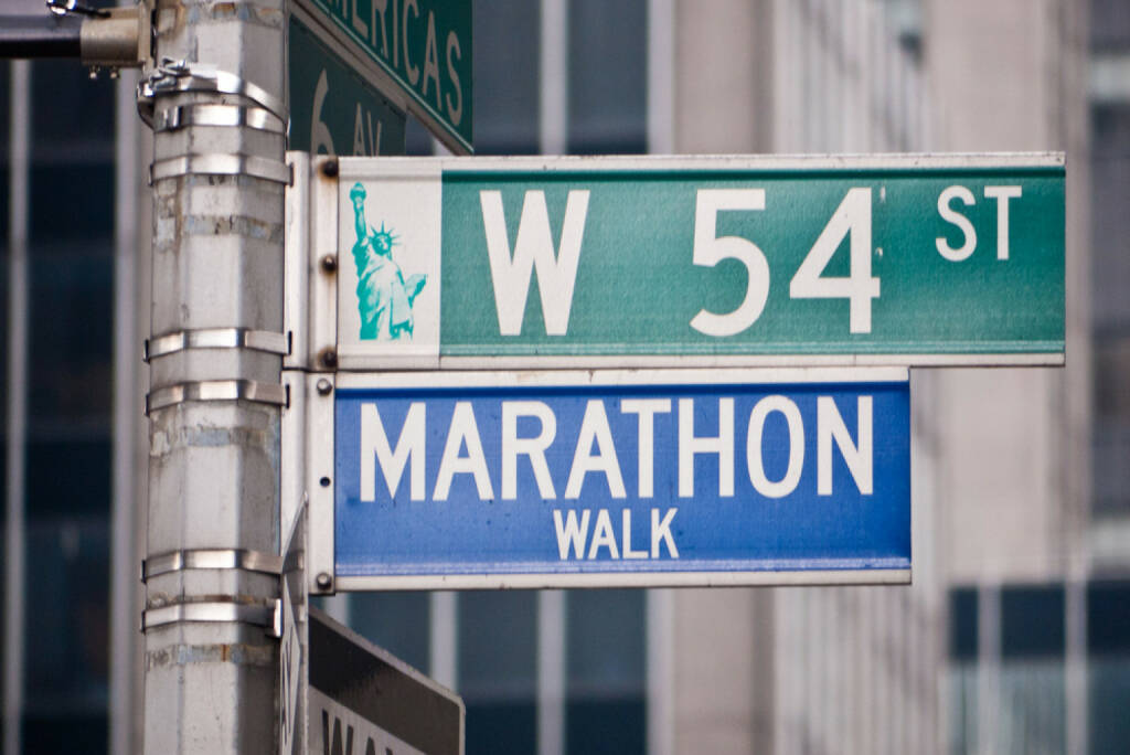 New York City, USA, Marathon, Marathon Walk, The Big 6, The Big Six, http://www.shutterstock.com/de/pic-105883196/stock-photo-marathon-walk-street-sign-in-new-york-city-located-at-the-corner-of-west-th-st-and-th-avenue.html, © www.shutterstock.com (25.12.2014) 