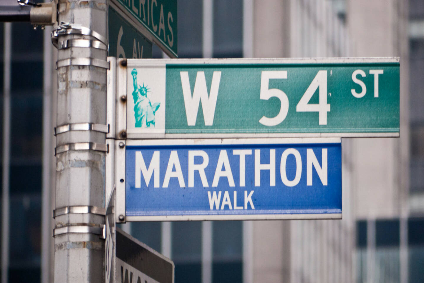 New York City, USA, Marathon, Marathon Walk, The Big 6, The Big Six, http://www.shutterstock.com/de/pic-105883196/stock-photo-marathon-walk-street-sign-in-new-york-city-located-at-the-corner-of-west-th-st-and-th-avenue.html