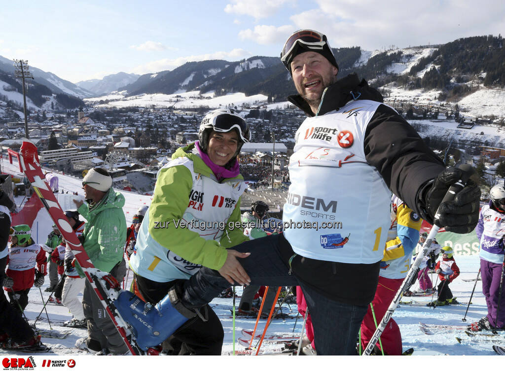 Michaela Dorfmeister und Kjetil Andre Aamodt. Foto: GEPA pictures/ Hans Simonlehner, © GEPA/Sporthilfe (10.02.2013) 