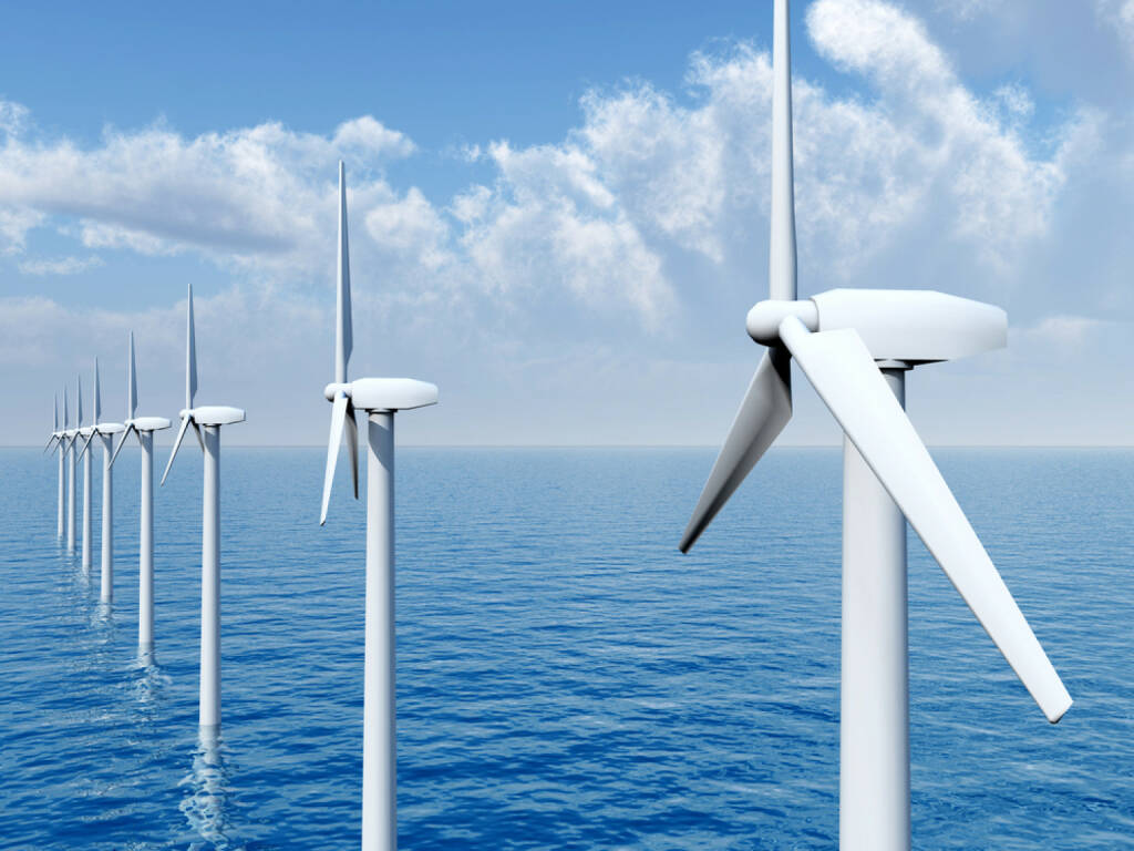 Innovation, Idee, neu, Erfindung, Erneuerung, Energie, Windenergie, Windrad, Wind, Windpark, Technik, http://www.shutterstock.com/de/pic-242245618/stock-photo-offshore-wind-farm-computer-generated-d-illustration.html, © www.shutterstock.com (12.01.2015) 