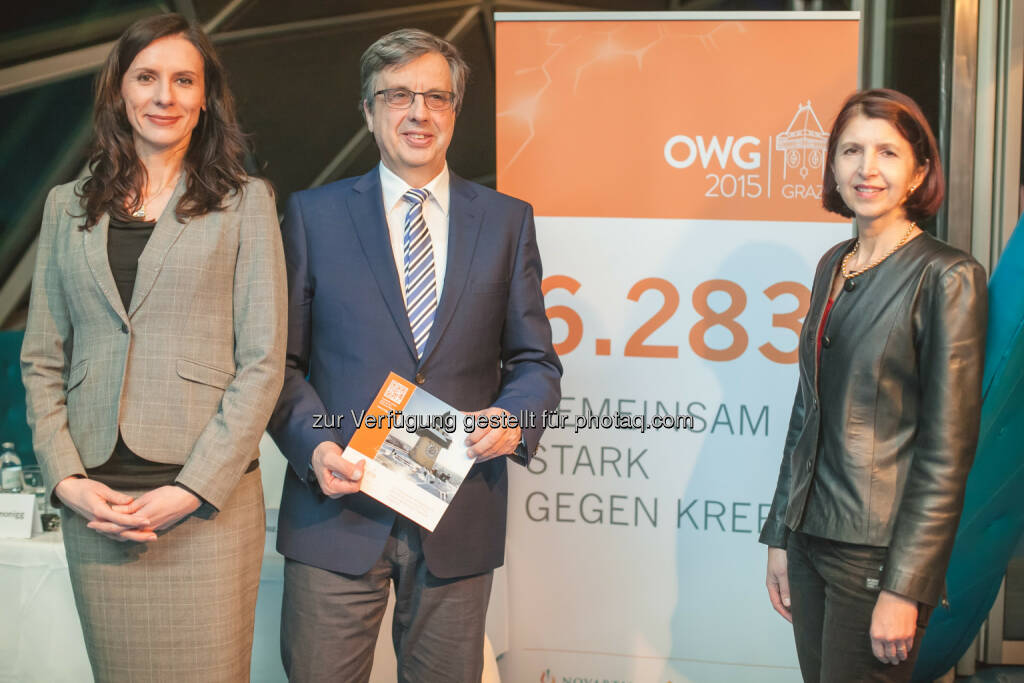 Sabine Moravi, Hellmut Samonigg, Erika Richtig - Novartis Austria GmbH: Gemeinsam stark gegen Krebs (Bild: Philipp Lipiarski), © Aussendung (23.01.2015) 