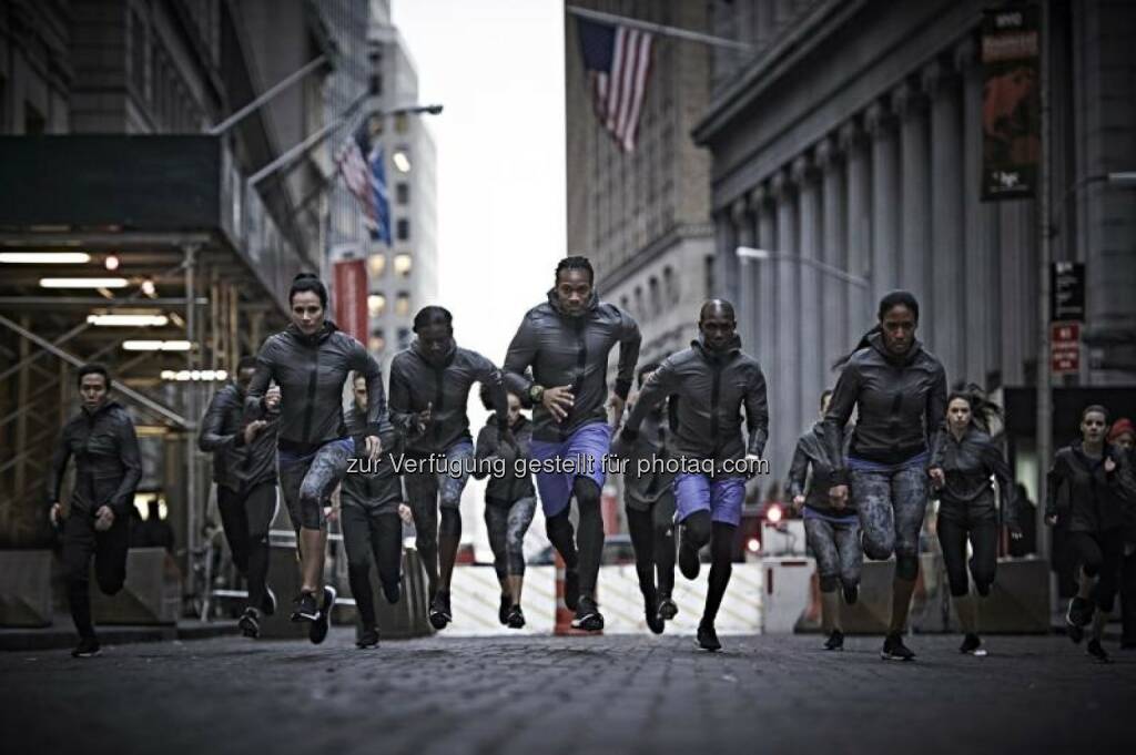 Yohan Blake, Wilson Kipsang, Tori Bowie, Ajee Wilson and Jenn Suhr, launch the new adidas Ultra Boost running shoe on Wall Street, New York City., © adidas (23.01.2015) 