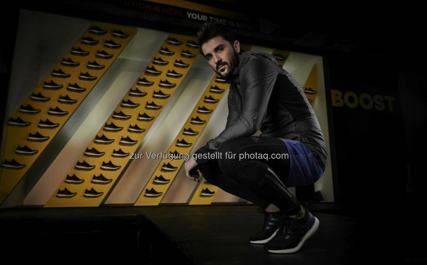 David Villa pictured at the launch of the new adidas Ultra Boost running shoe in New York City