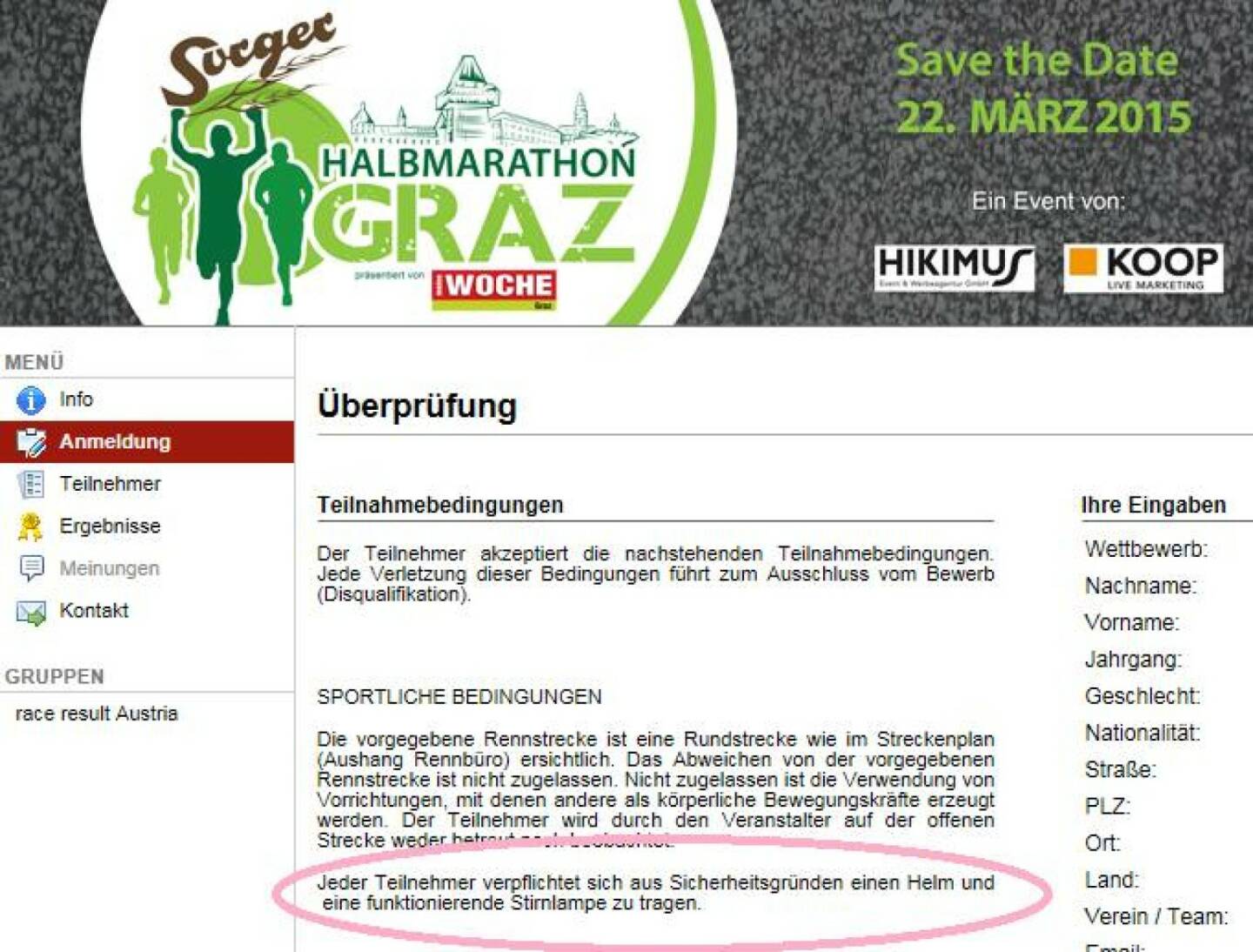 Helmpflicht beim Halbmarathon in Graz?