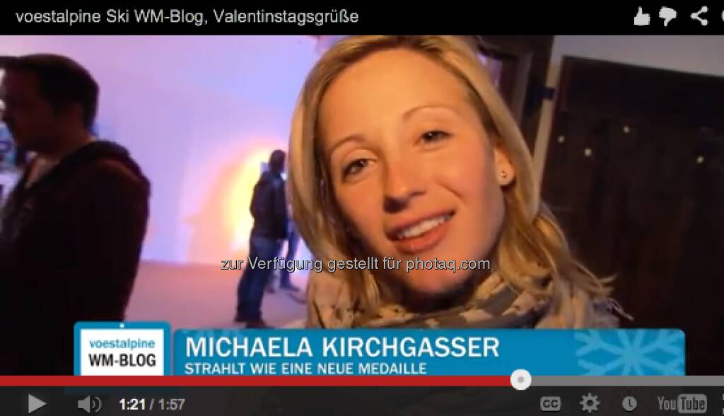 Michaela Kirchgasser mit Valentinstags-Grüssen http://voestalpine-wm-blog.at/2013/02/14/liebesgefluster-in-schlaming/#.URz8B47aK_Q, © <a href=