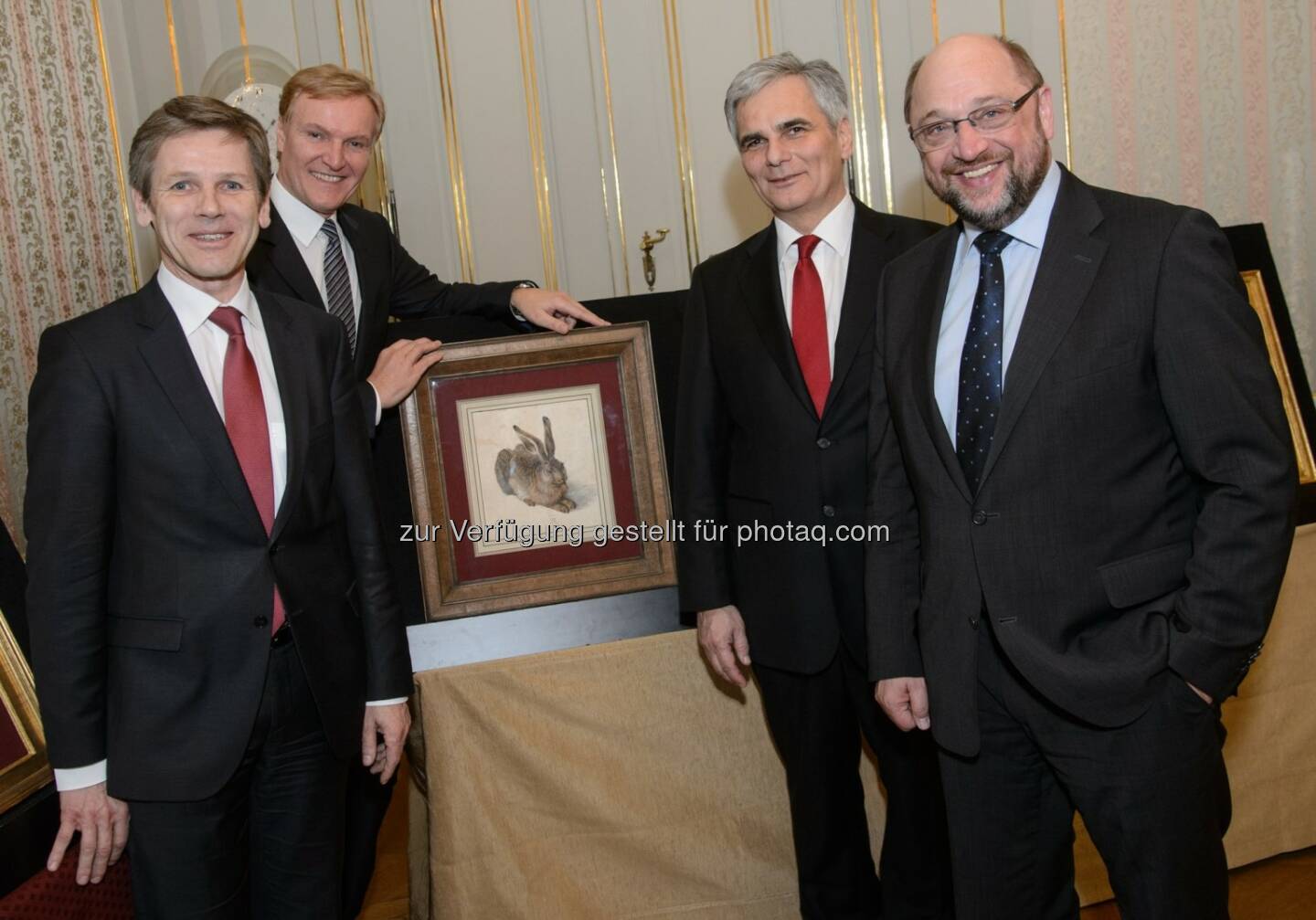 Josef Ostermayer, Albrecht Schröder, Werner Faymann und Martin Schulz: Albertina: Präsident des Europäischen Parlaments zu Gast in der Albertina