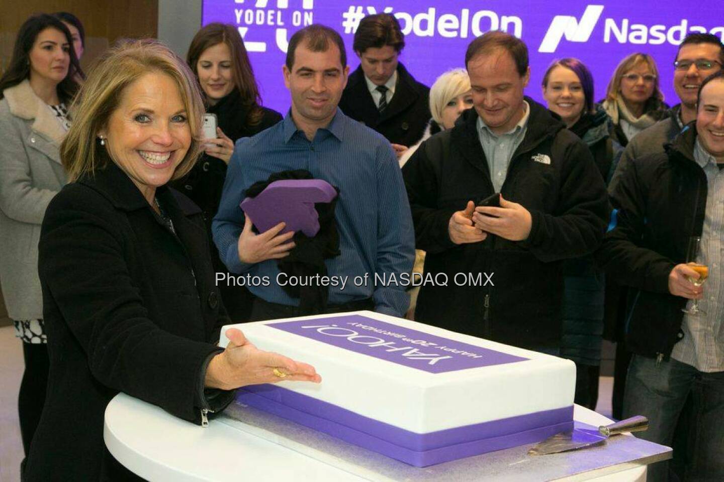 Huge thanks to Yahoo for coming to celebrate their 20th Anniversary with all of us here at Nasdaq. Happy birthday! Our CFO Kenneth Goldman opened the Nasdaq today with our fabulous editorial team and our friends Tumblr, BrightRoll and more! Source: http://facebook.com/NASDAQ