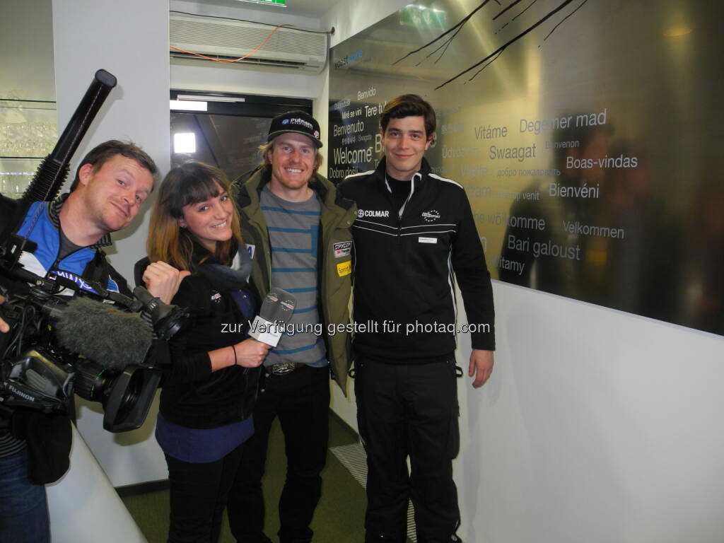 Kameramann, Johanna Holzer, Ted Ligety, Markus Kerschbamer im voestalpine skygate, © <a href=