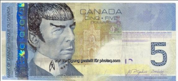 Das #Spocking der 5-Dollar-Noten nimmt überhand. Die Kanadische