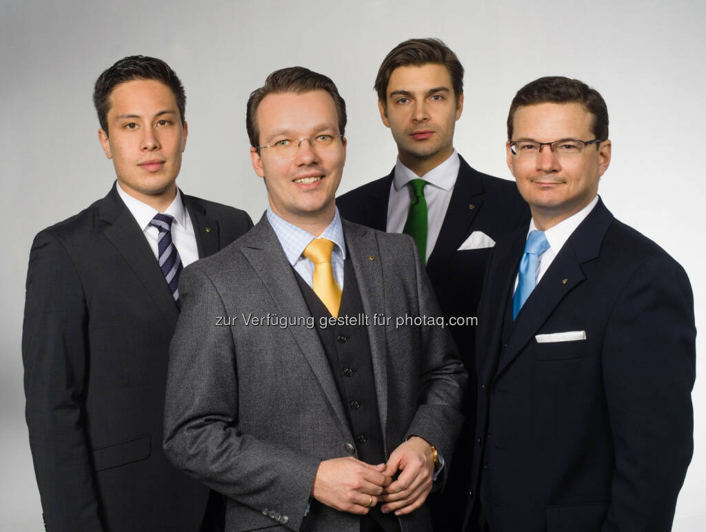Technologie-Stratege Dan Choon, Venionaire CEO Berthold Baurek-Karlic, Compliance Officer Alexander Rapatz sowie Private Equity Experte Martin Steininger: Venionaire: Deutschlandstart für Venture Fondsmanager, © Aussender (10.03.2015)
