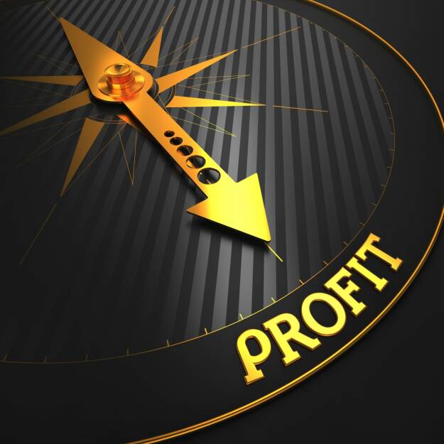 Profit, Rendite, Kompass, http://www.shutterstock.com/de/pic-162771446/stock-photo-profit-business-concept-golden-compass-needle-on-a-black-field-pointing-to-the-word-profit.html, © www.shutterstock.com (21.03.2015) 