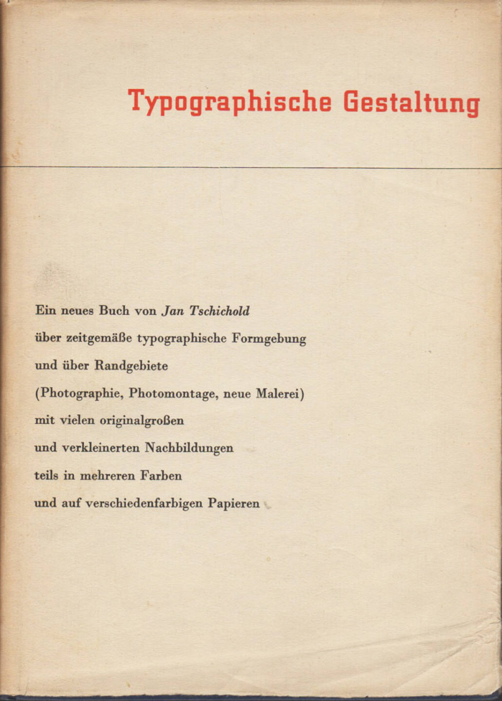 Jan Tschichold - Typographische Gestaltung, Benno Schwabe & Co. 1935, Cover - http://josefchladek.com/book/jan_tschichold_-_typographische_gestaltung