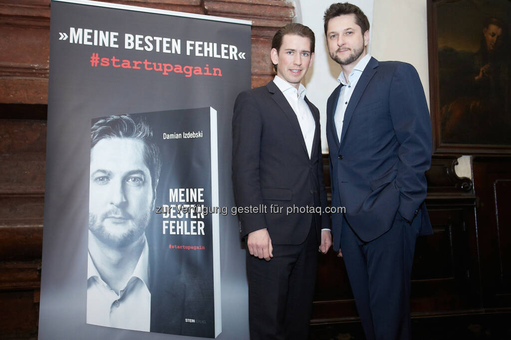 Bundesminister Sebastian Kurz, techbold Geschäftsführer und Buchautor Damian Izdebski: techbold hardware services GmbH: Damian Izdebski präsentiert sein Buch „Meine besten Fehler“ (23.03.2015) 