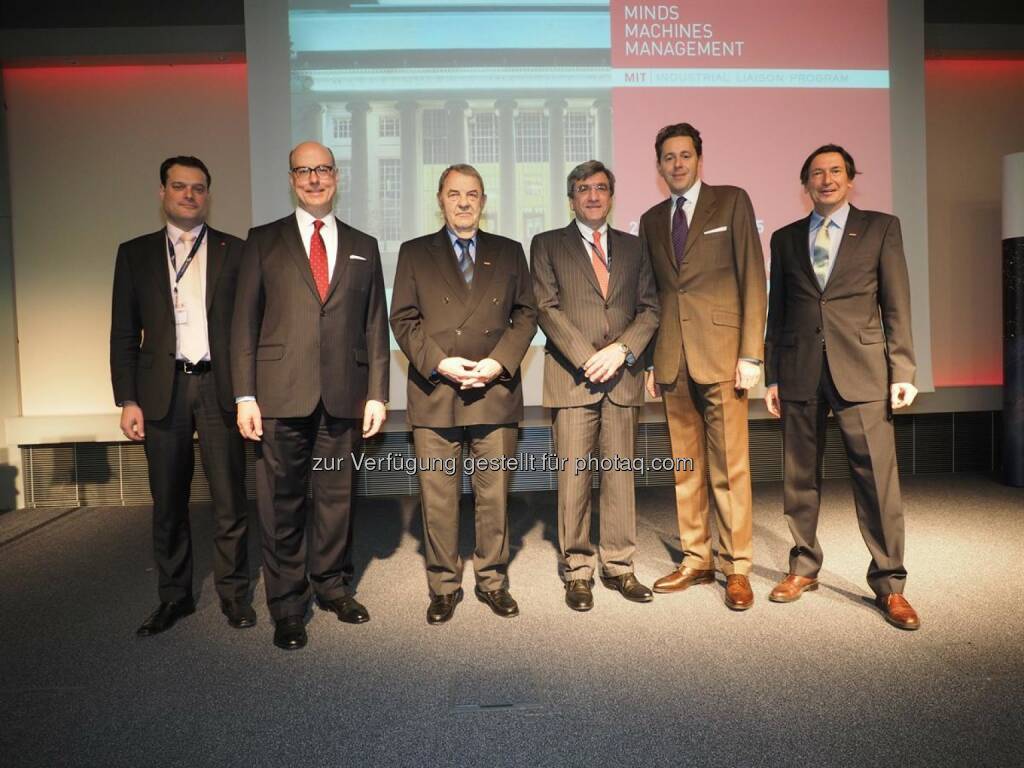 Eröffnung der MIT Conference 2015 - Michael Friedl, Aussenwirtschaft NY, Randall Wright, MIT, Richard Schenz, WKO, Karl Koster, MIT, Staatssekretär Harald Mahrer, Walter Koren, WKO (Bild: Aussenwirtschaft WKO) (25.03.2015) 