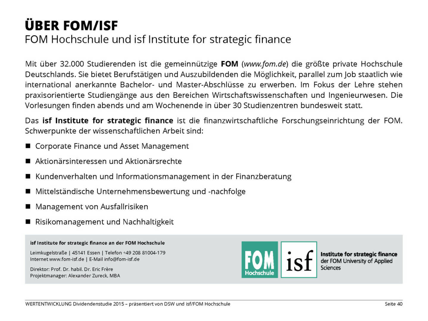 ÜBER FOM/ISF