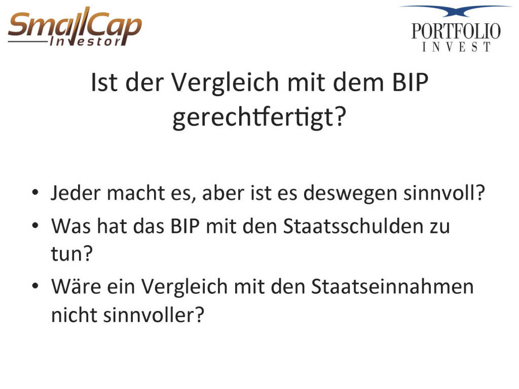 Ist der Vergleich mit dem BIP gerechtfertigt? (24.04.2015) 