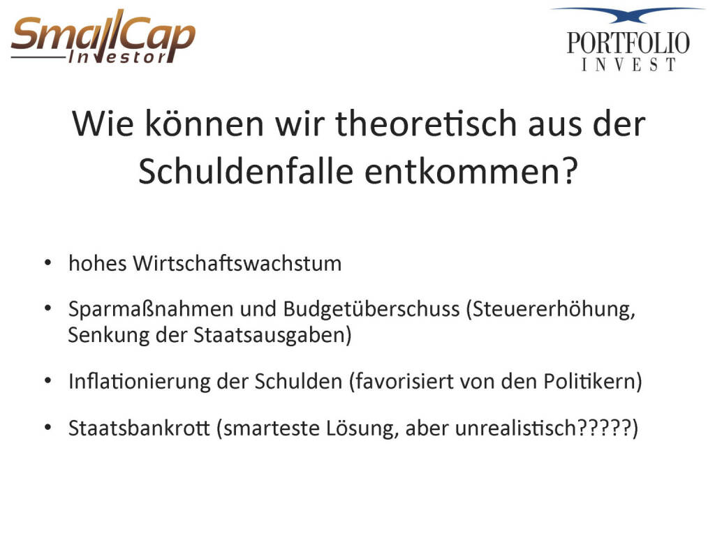 Wie können wir theoretisch aus der Schuldenfalle entkommen? (24.04.2015) 