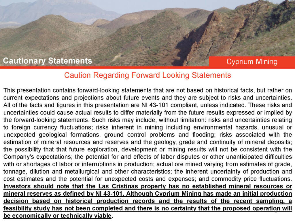 Caution Regarding Forward Looking Statements (26.04.2015) 