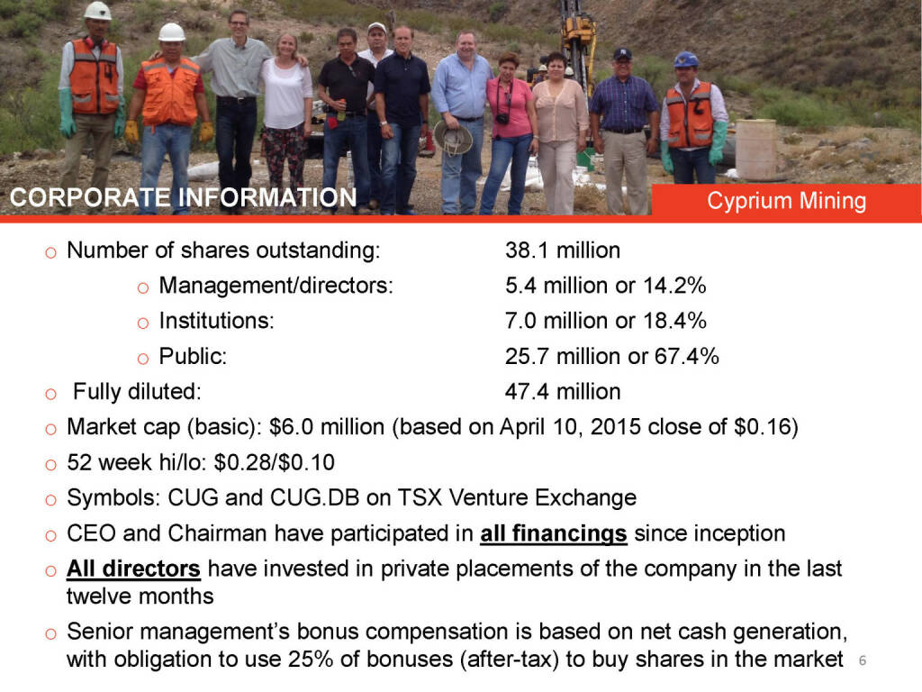 Corporate Information Cyprium Mining (26.04.2015) 