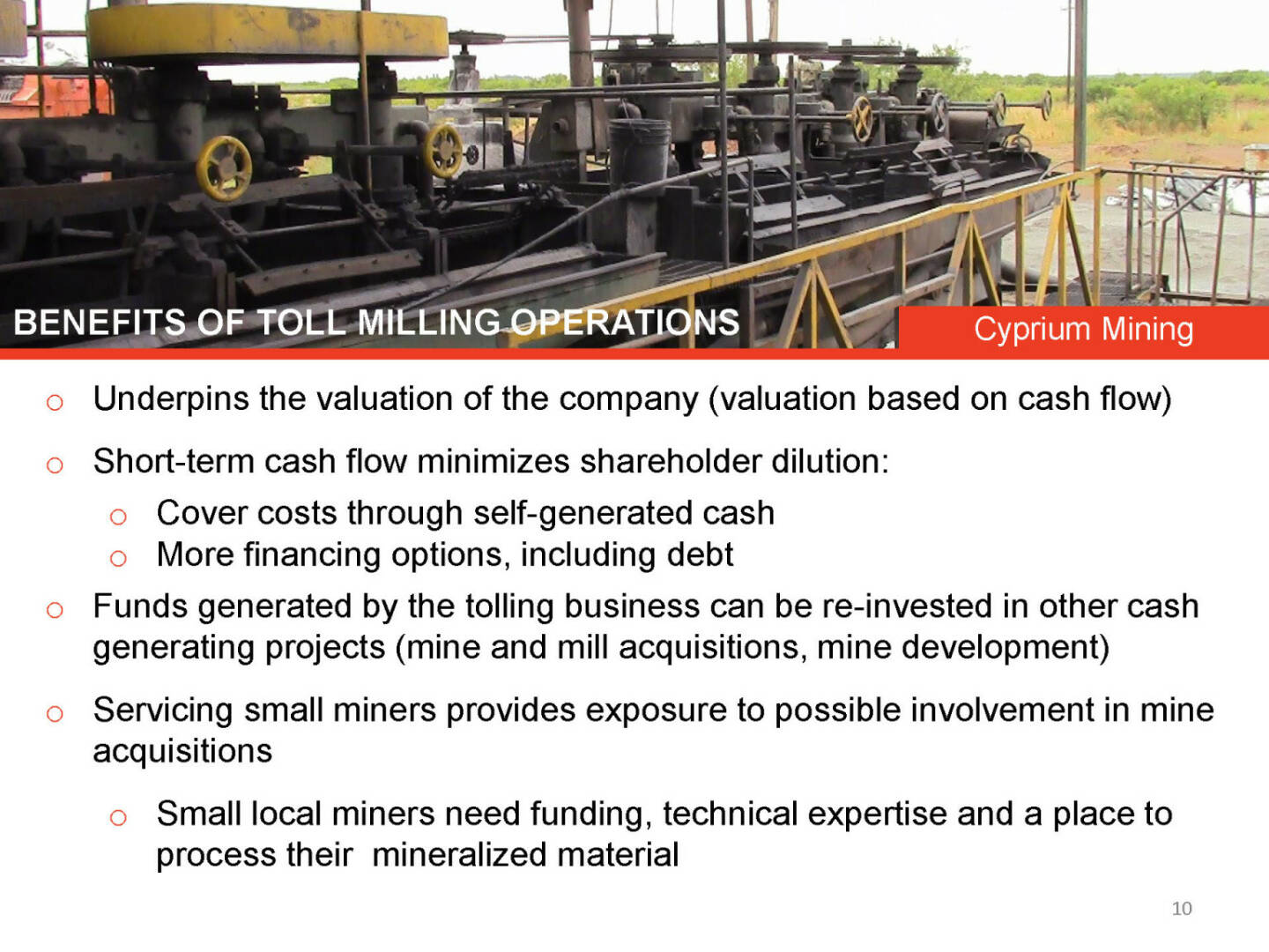 Benefits of toll milling operations Cyprium Mining
