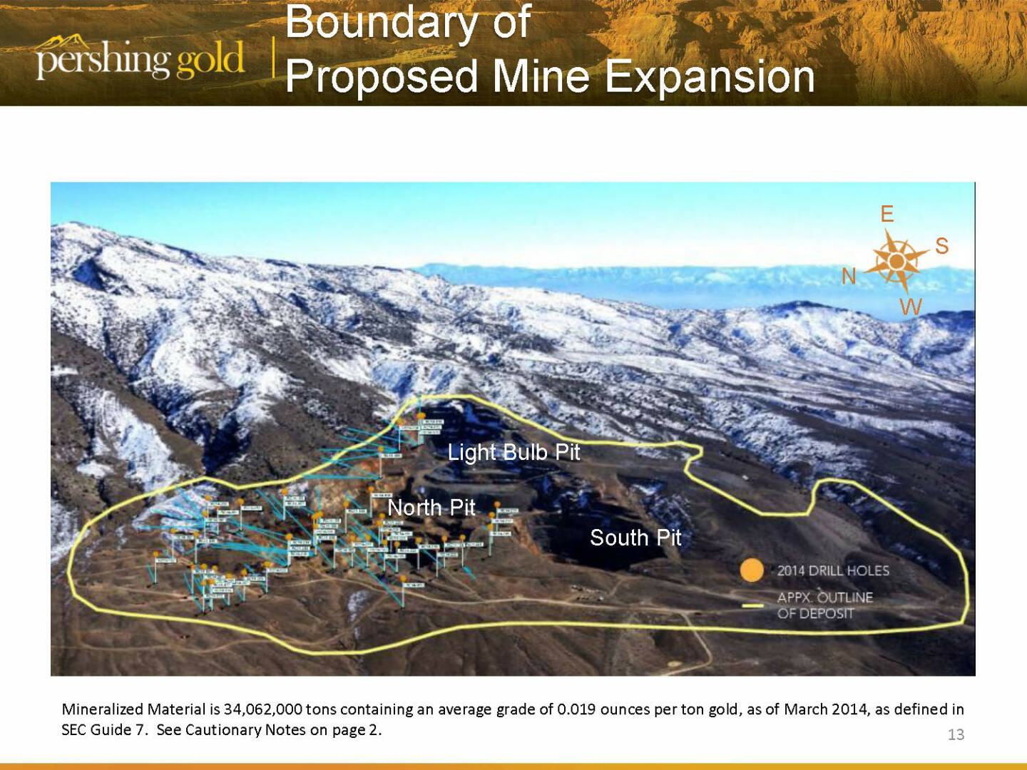 Boundary of proposed mine expansion - Pershing Gold