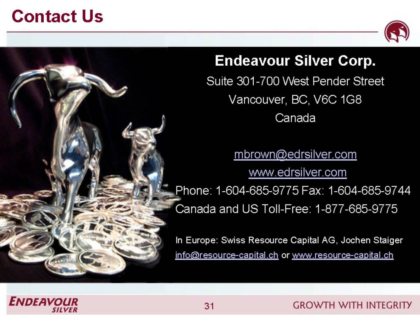 Contact Us  - Endeavour Silver