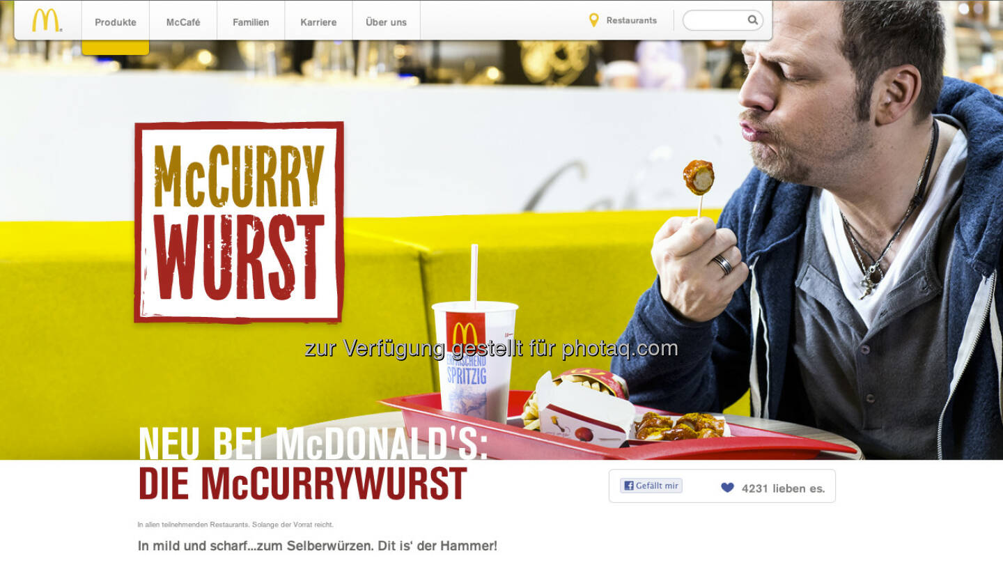 McDonalds hat in Deutschland einen McCurrywurst - ein McDebreziner wäre für die Wiener Finanzbranche sicher ein Kultmittagessen ... (c) McDonalds