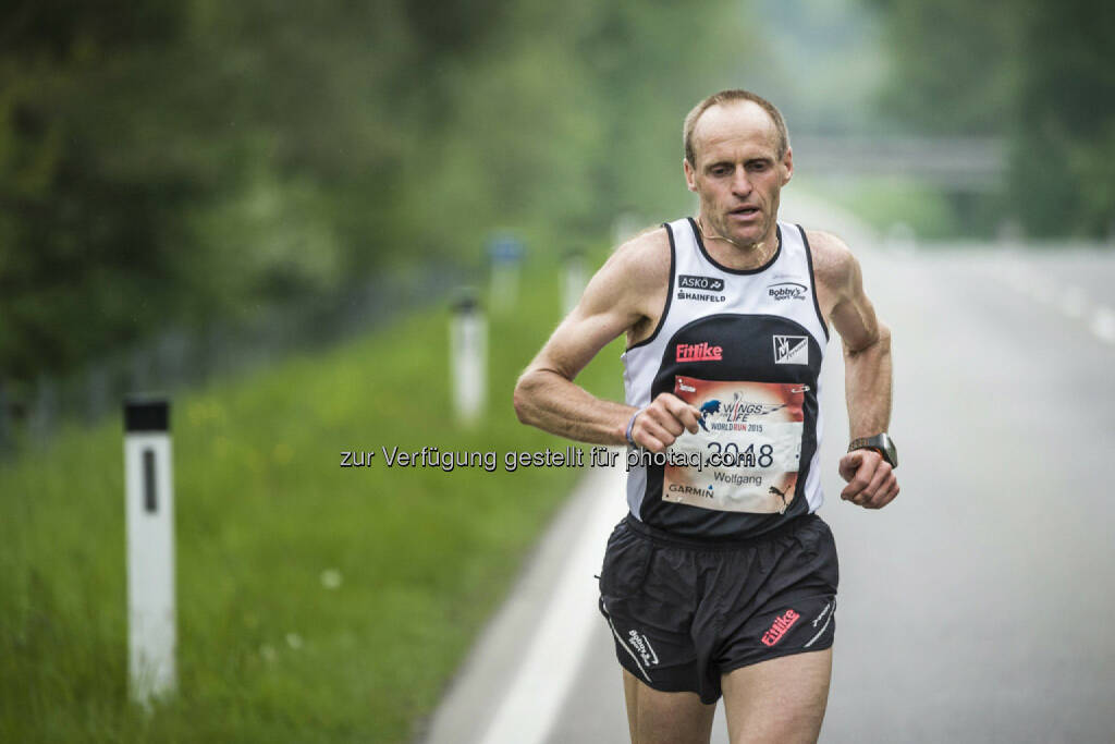 Wolfgang Wallner runs during the Wings for Life World Run in St. Poelten, Austria on May 3rd, 2015. // Philip Platzer for Wings for Life World Run //Please go to www.redbullcontentpool.com for further information. // , © © Red Bull Media House (04.05.2015) 