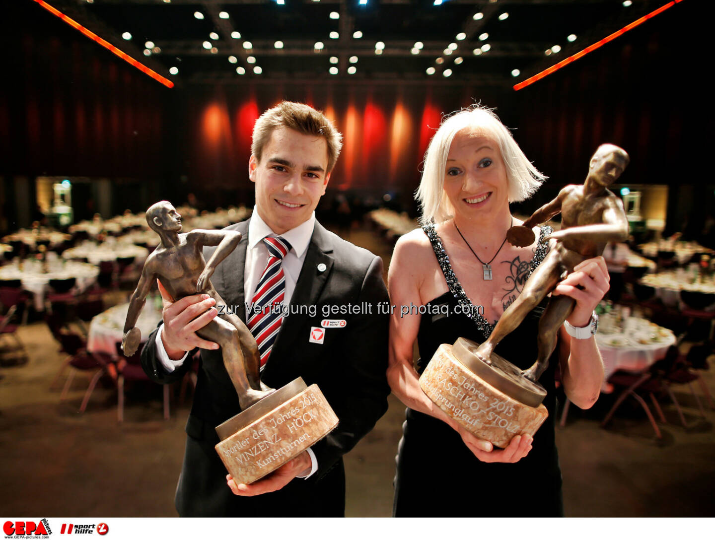 Sportsman of the year Vinzenz Hoeck (AUT) and Sportswoman of the year Daniela Iraschko-Stolz (AUT).
Photo: Gepa pictures/ Markus Oberlaender