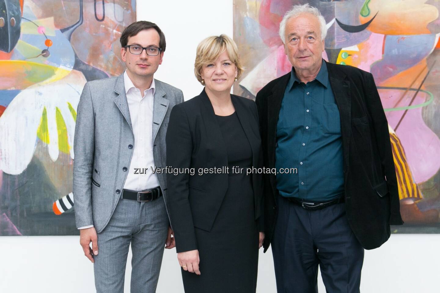 Günther Oberhollenzer, Kurator der Ausstellung; Landesrätin Barbara Schwarz; Dieter Ronte, Präsident der Adolf Frohner Privatstiftung: Kunstmeile Krems: Ausstellung Nach Picasso im Forum Frohner eröffnet