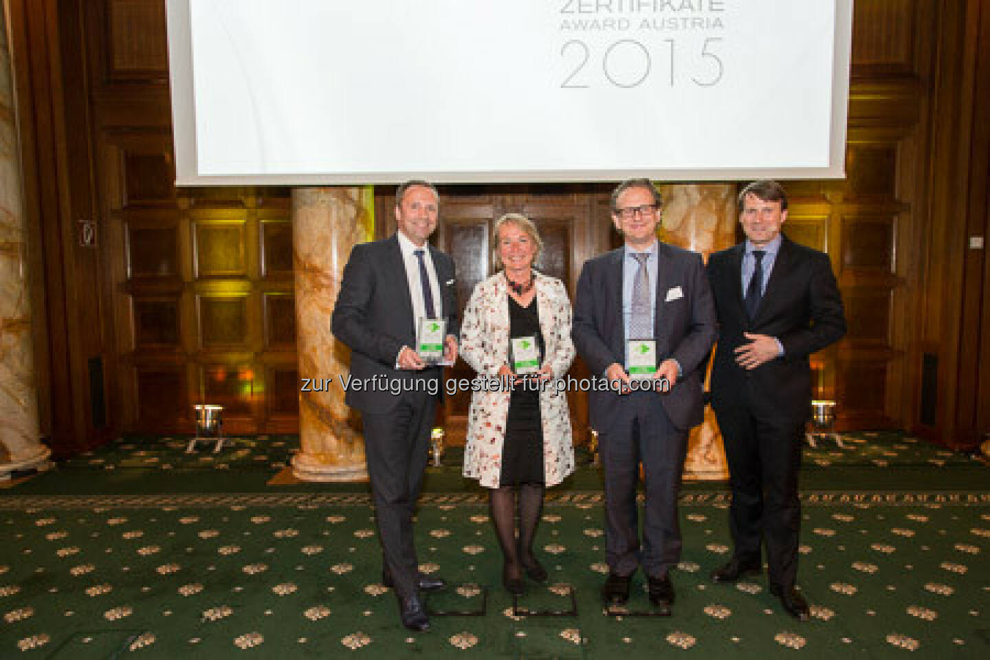 Zertifikate Award 2015 - Frank Weingarts, Heike Arbter, Markus Kaller, Lars Brandau