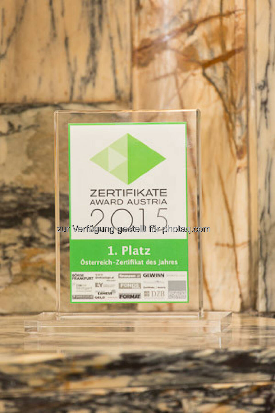 Zertifikate Award 2015 - Trophäe Zertifikat des Jahres