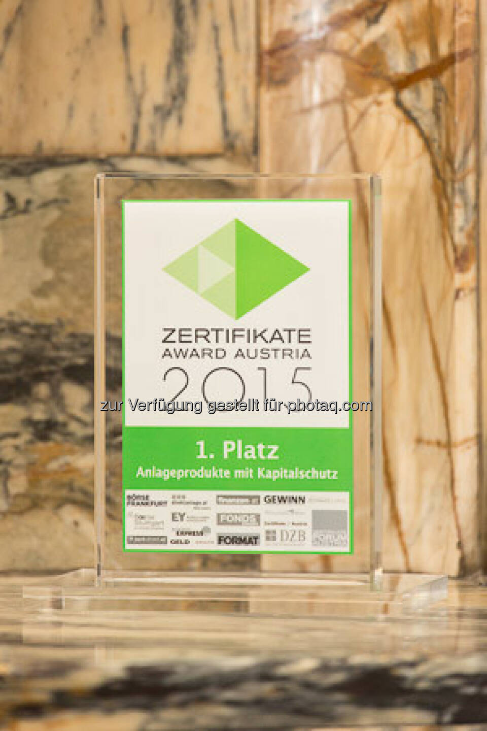 Zertifikate Award 2015 - Trophäe Kapitalschutz