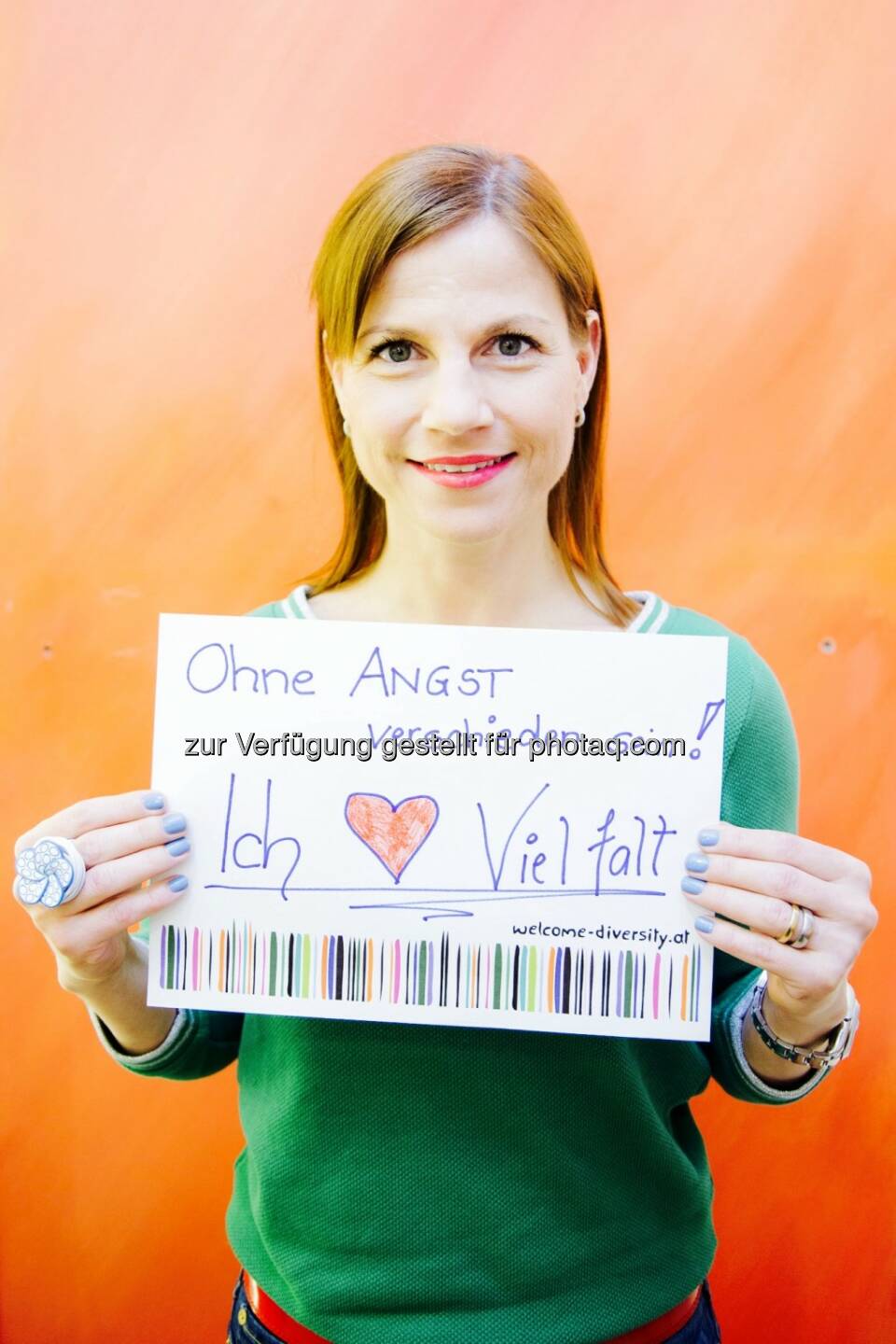 Kristina Sprenger und ihr Statement für Vielfalt: Interkulturelles Zentrum: Vielfalt, ja bitte! Prominente Unterstützung für Welcome Diversity-Kampagne