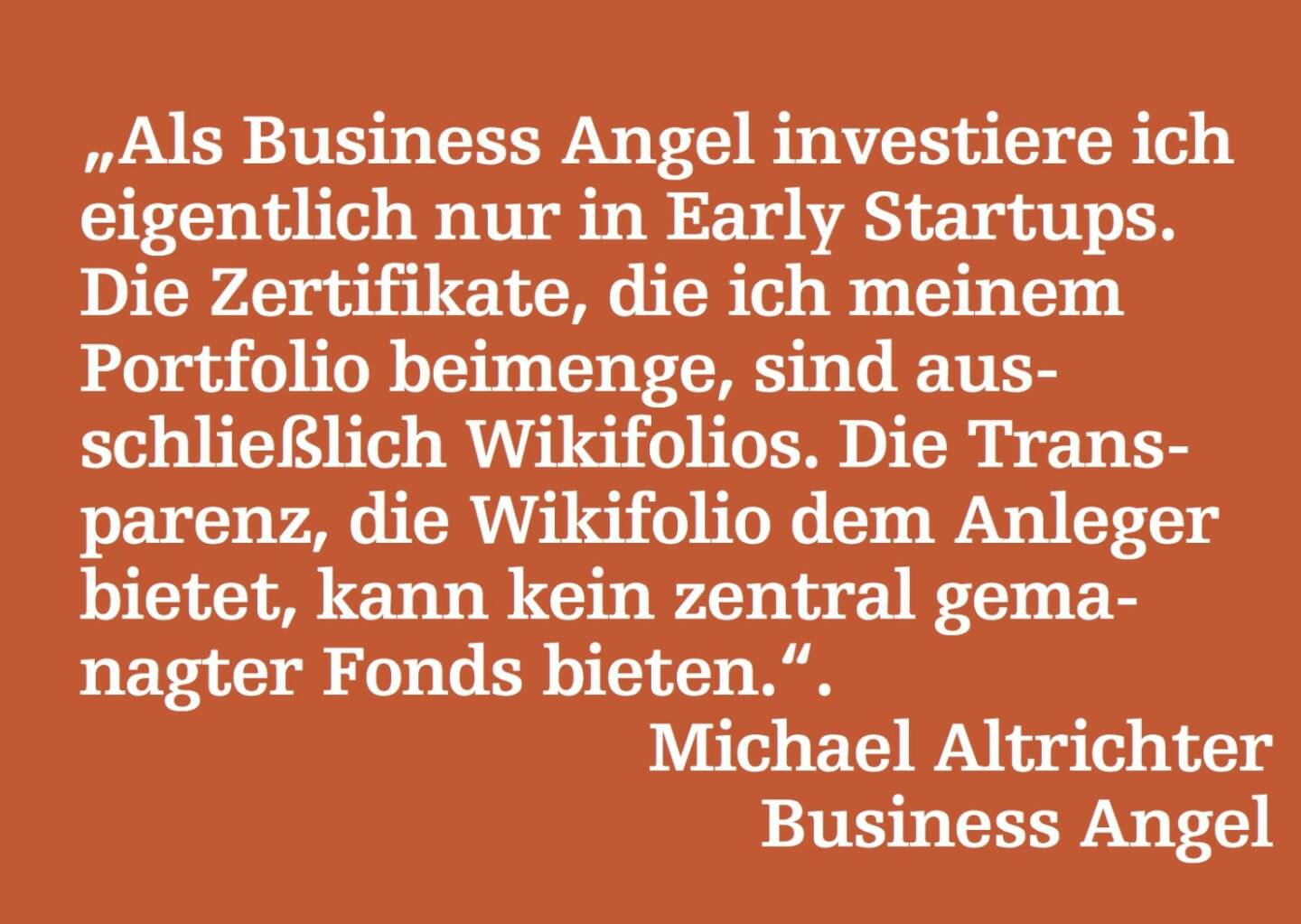 Michael Altrichter, Business Angel