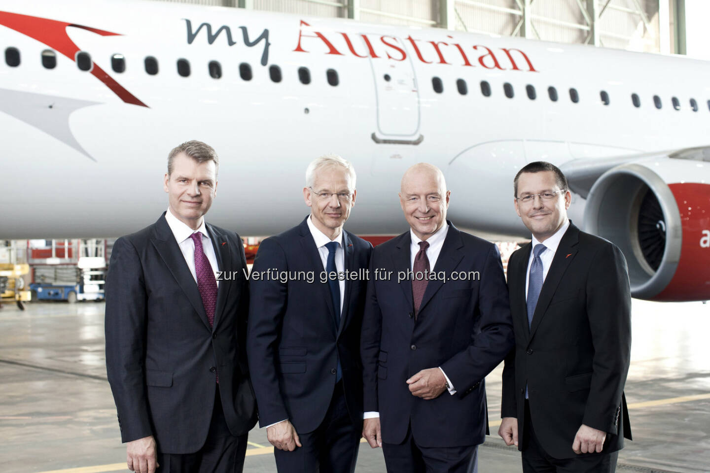 Andreas Otto (CCO), Klaus Froese (COO), Kay Kratky (future CEO), Heinz Lachinger (CFO) (Bild: Austrian Airlines - Pauty)