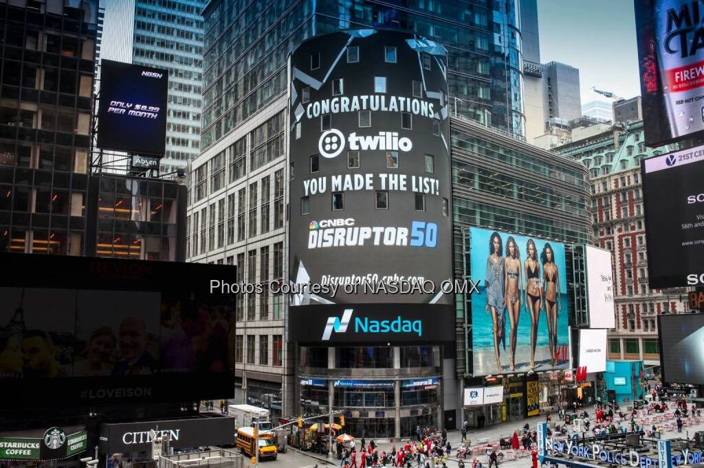 Congratulations to Twilio on being one of CNBC's #Disruptor50 companies! http://spr.ly/6186C9hq  Source: http://facebook.com/NASDAQ (22.05.2015) 