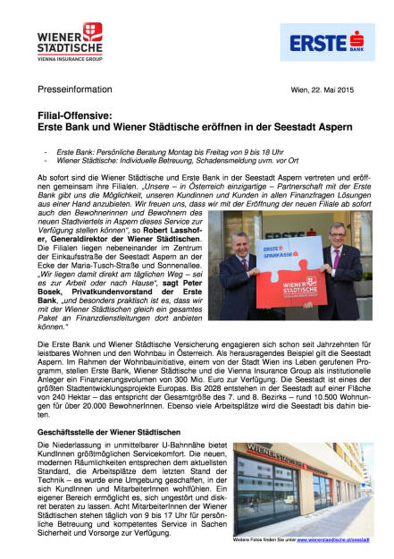 Erste und VIG seestarten in der Seestadt, Seite 1/2, komplettes Dokument unter http://boerse-social.com/static/uploads/file_12_erste_vig_seestadt.pdf (22.05.2015) 