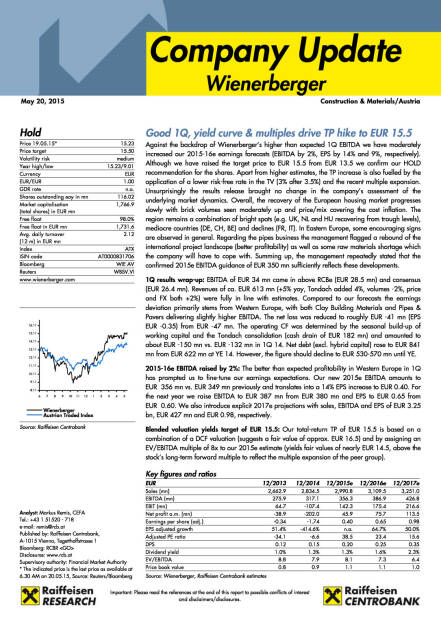 RCB zu Wienerberger: Kursziel 15.5 Euro nach 13.5 Euro, Seite 1/11, komplettes Dokument unter http://boerse-social.com/static/uploads/file_10_rcb_wienerberger.pdf (22.05.2015) 