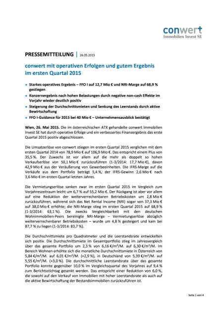 conwert sieht sich im Q1 operativ erfolgreich und schafft gutes Ergebnis, Seite 1/4, komplettes Dokument unter http://boerse-social.com/static/uploads/file_27_conwert_q1.pdf (27.05.2015) 