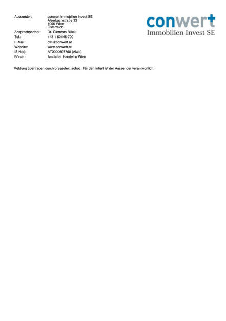 conwert: Veröffentlichung Veräußerung eigener Aktien , Seite 2/2, komplettes Dokument unter http://boerse-social.com/static/uploads/file_59_conwert_eigene_aktien.pdf (01.06.2015) 