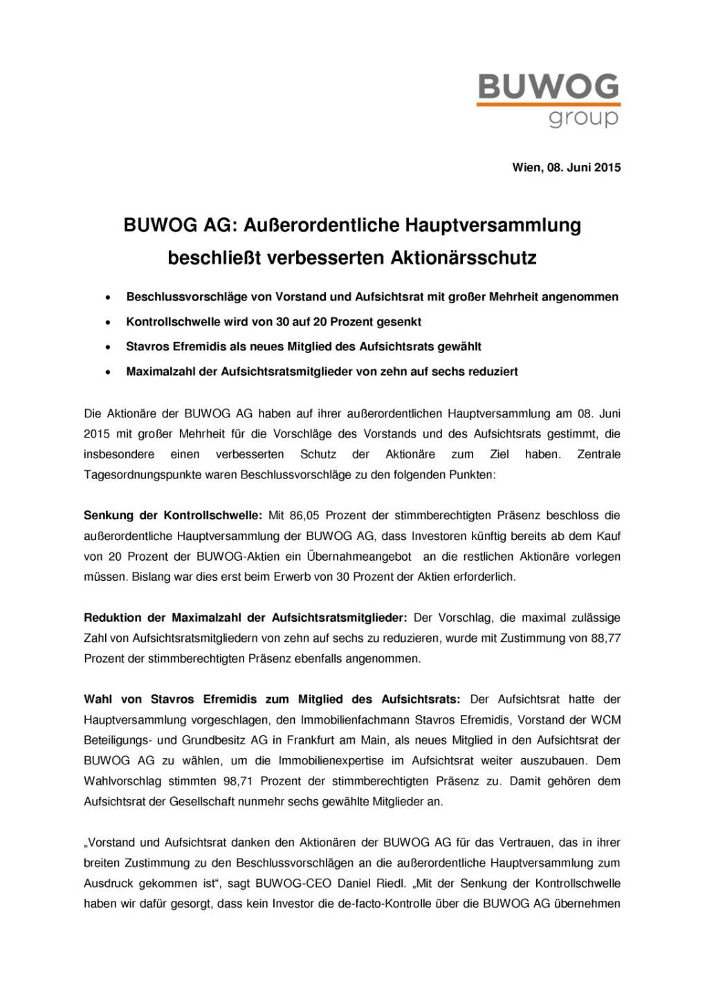 Buwog: Stavros Efremidis als neues Mitglied des Aufsichtsrats gewählt, Seite 1/2, komplettes Dokument unter http://boerse-social.com/static/uploads/file_96_buwog_efremidis.pdf