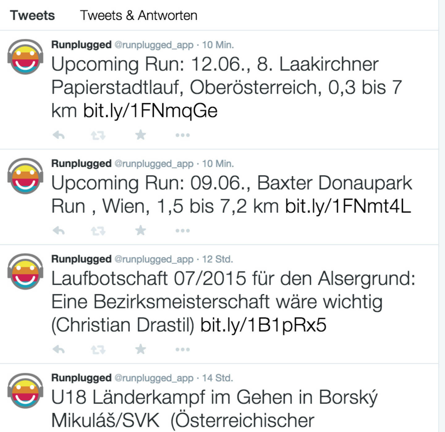 Laufnews auch via Twitter, Alsergrund-Schwerpunkt https://twitter.com/runplugged_app